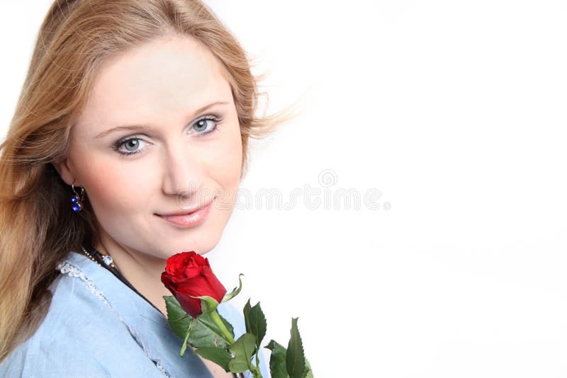Girl with red rose stock photo. Image of blond, young 27641904
