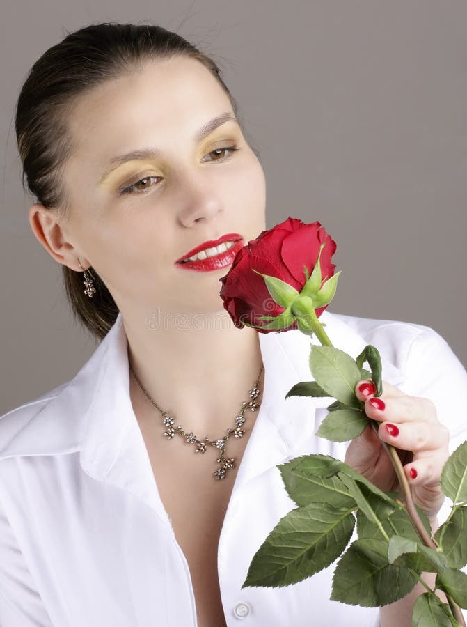Girl With Red Rose Picture. Image 1162700
