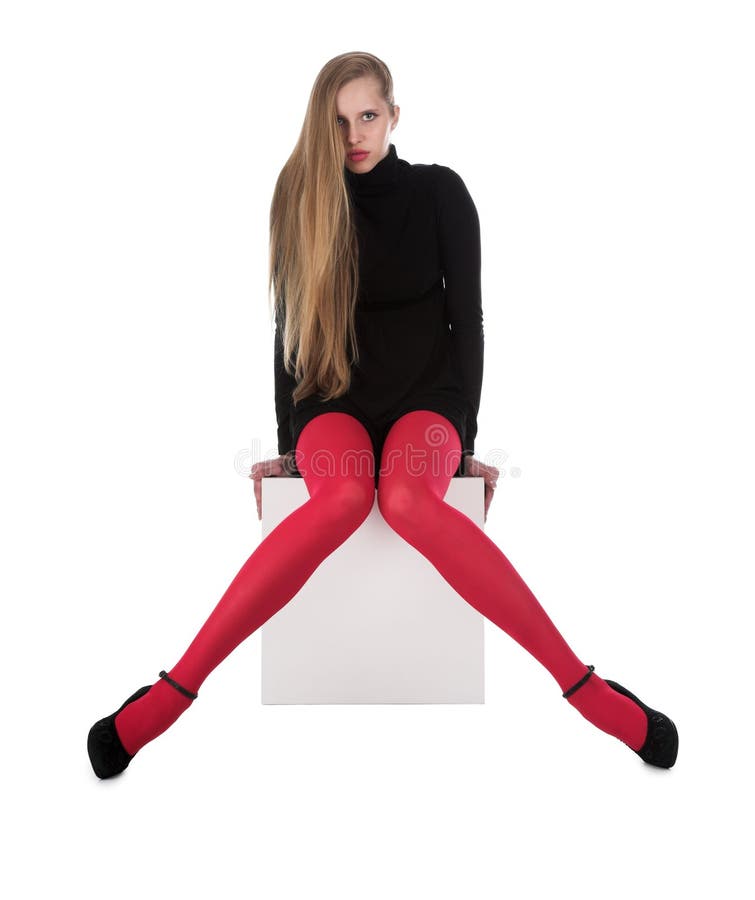 The girl in red stockings stock photo. Image of pink, backgrounds - 4174594