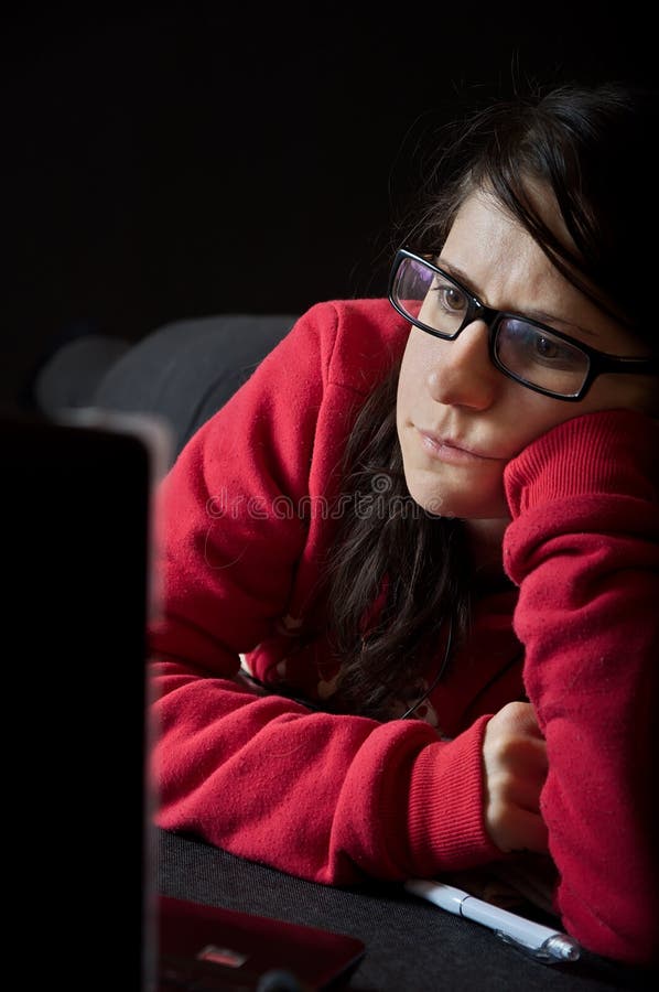 Girl in red sweater stock photo. Image of social, interesting 37799424