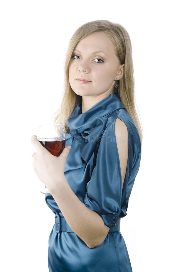 Girl with red wine stock image. Image of event, hand 12937407