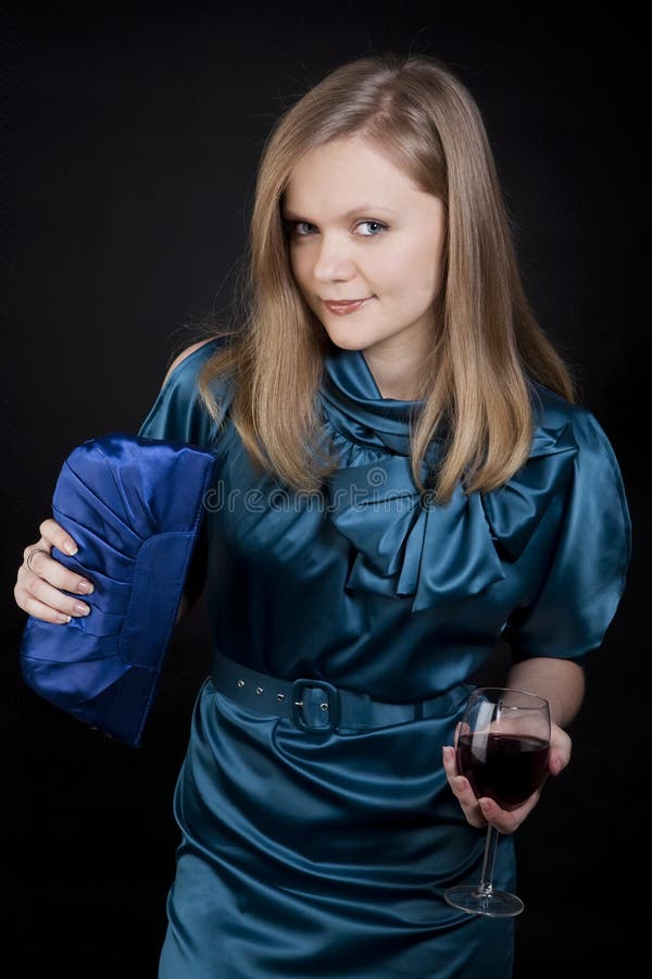 Girl with red wine stock image. Image of isolated, event 12937401