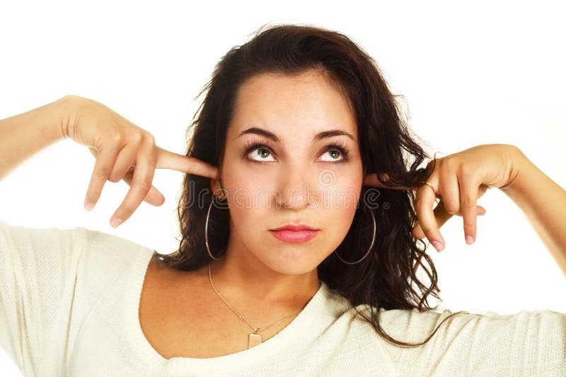 Girl refusing to listen to something