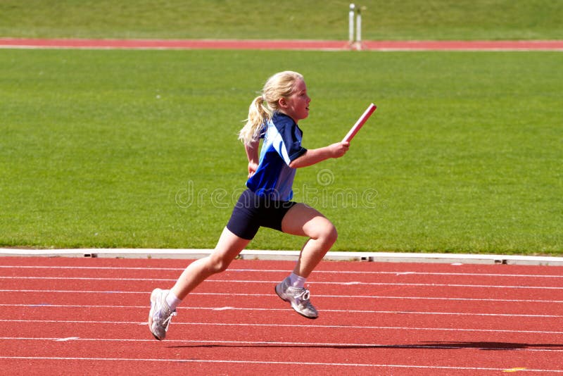 Girl in relay sports race