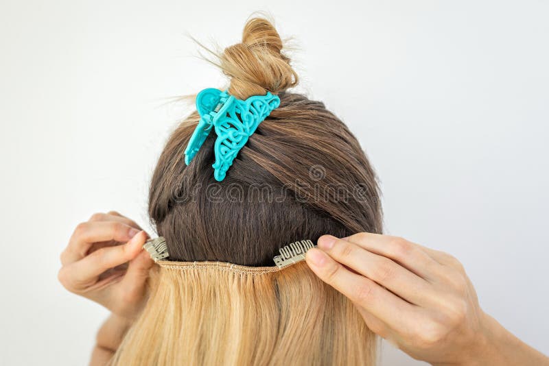 Girl with Remy Remi Human Natural, Blonde Hair Clip in Extensions Stock  Photo - Image of hairdressing, blond: 142579380