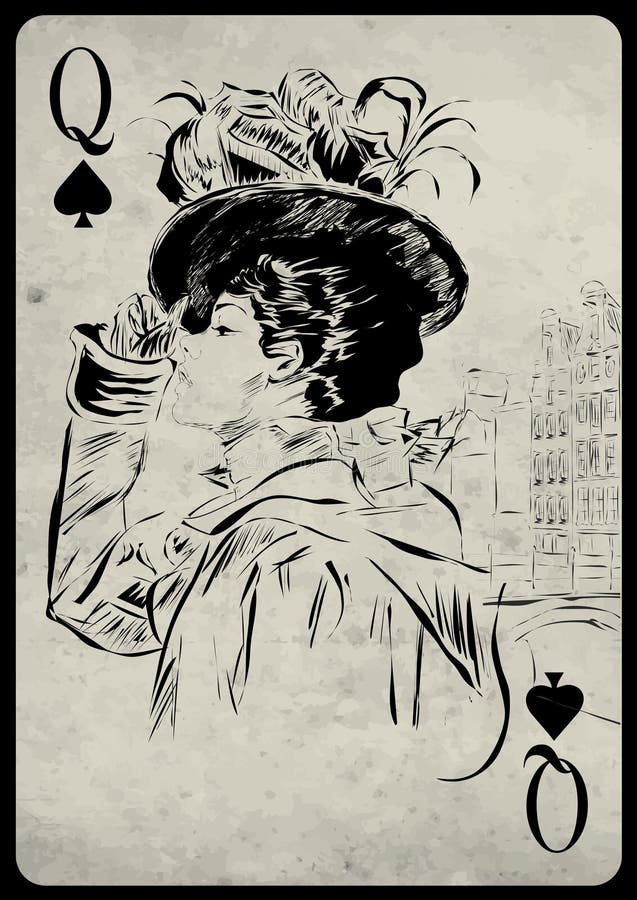 The girl in retro style. Playing card.