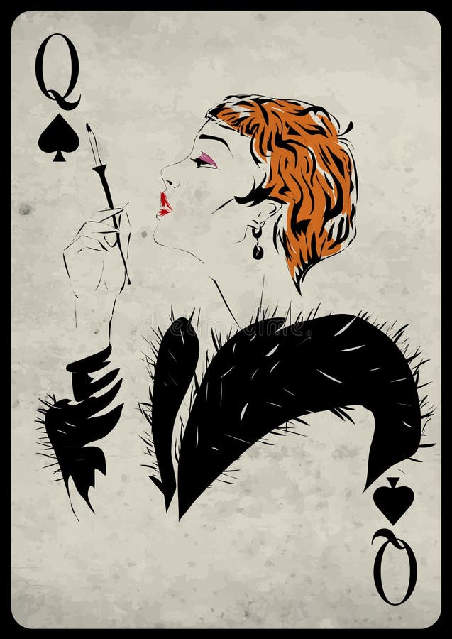 The girl in retro style. Playing card.