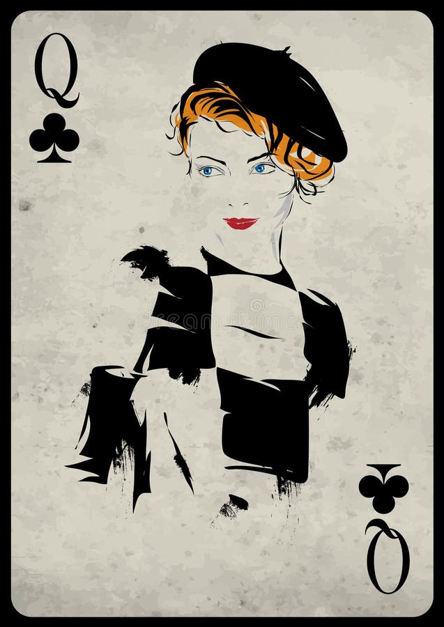 The girl in retro style. Playing card.