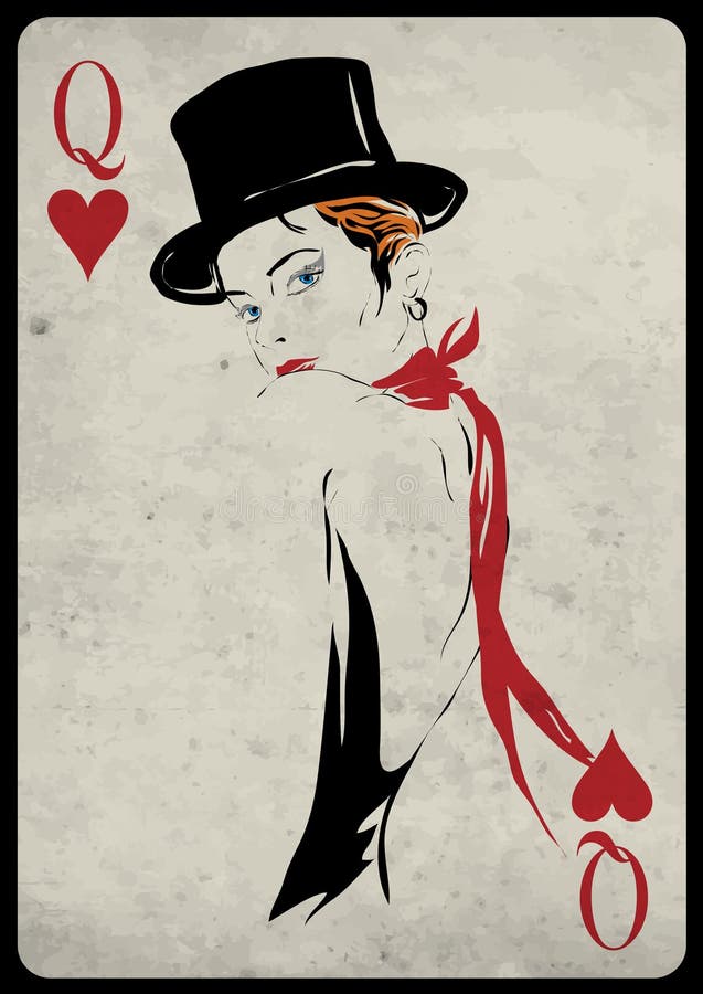 The girl in retro style. Playing card.