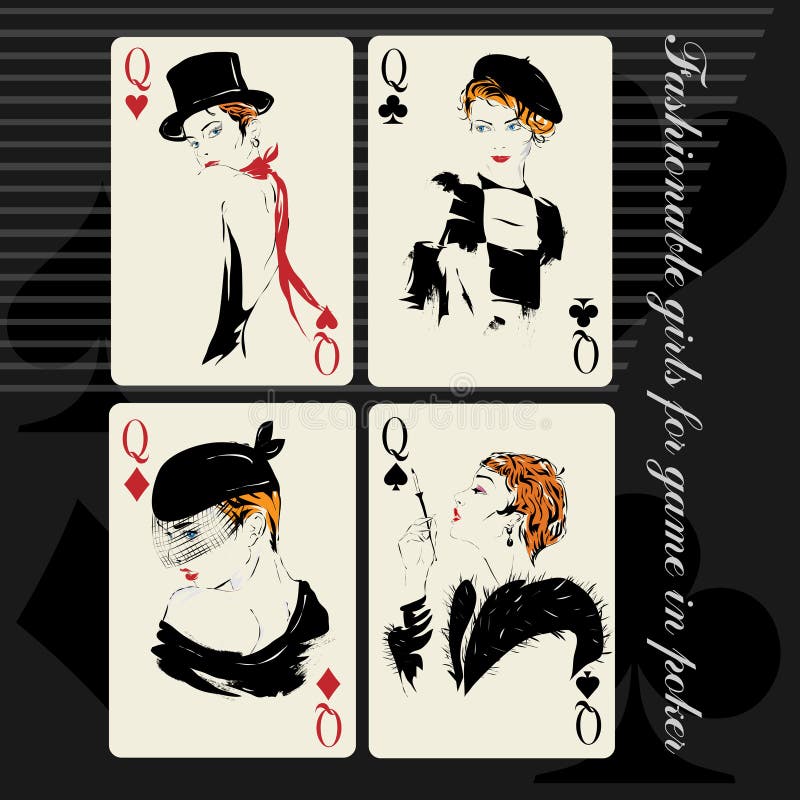 The girl in retro style. Playing card.