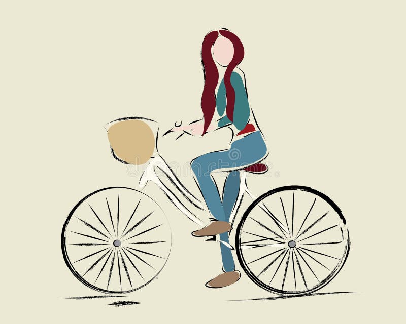 Girl Riding A Bicycle Stock Vector Illustration Of Design 51156660