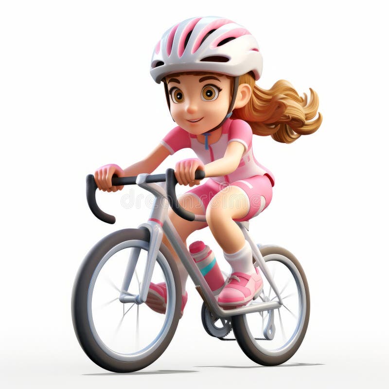 a girl riding a bike on a white background, rendered in cinema4d, showcases detailed character expressions. the image has an outrun and rinpa school style, with digitally enhanced elements. the color palette includes light pink and white, while common materials are used to create a visually appealing composition. ai generated. a girl riding a bike on a white background, rendered in cinema4d, showcases detailed character expressions. the image has an outrun and rinpa school style, with digitally enhanced elements. the color palette includes light pink and white, while common materials are used to create a visually appealing composition. ai generated