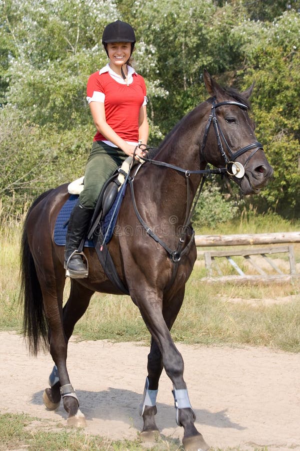 Girl riding on horse royalty free stock image Girl riding on horse royalty free stock image