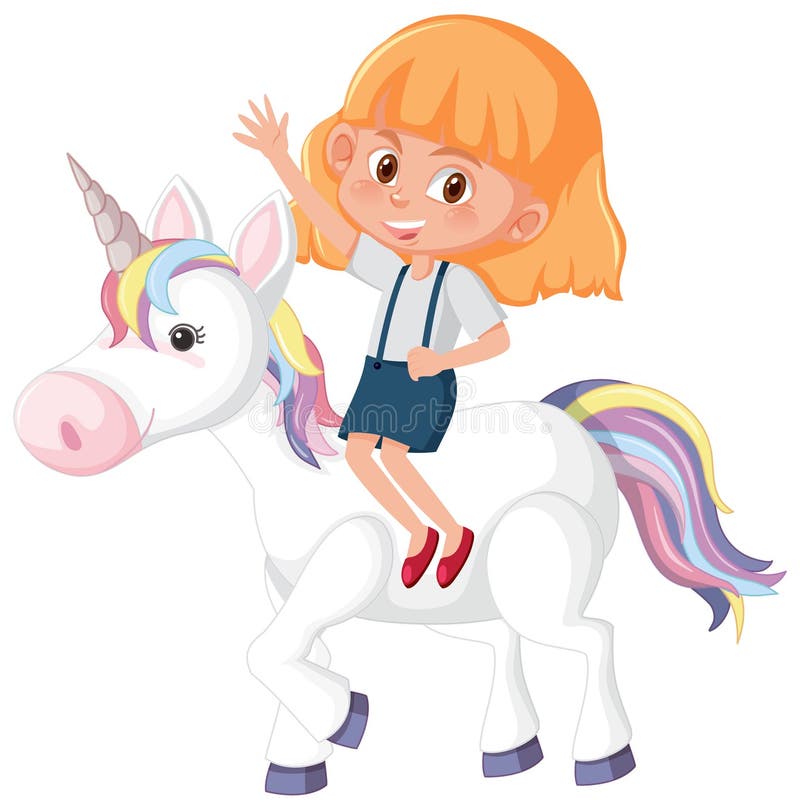 A girl riding unicorn