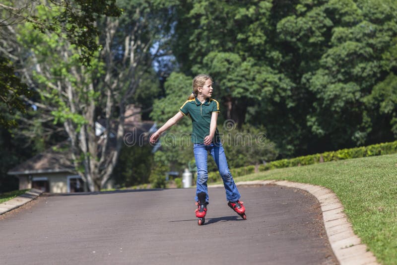 Rollerblade girl stock image. Image of jump, inline, park 8936713