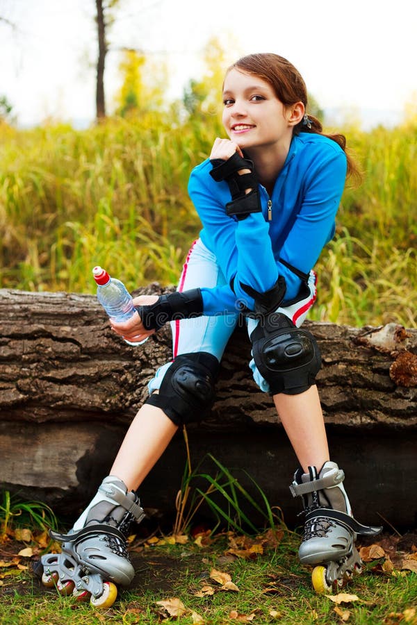 Girl with rollerskates