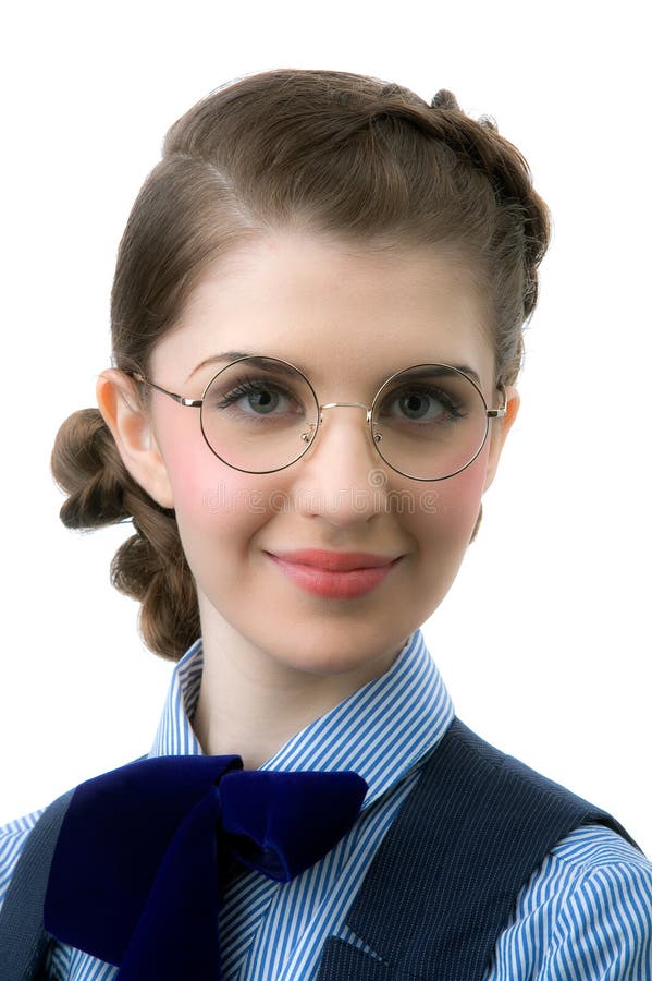 The girl in round glasses stock photo. Image of beauty 23391278