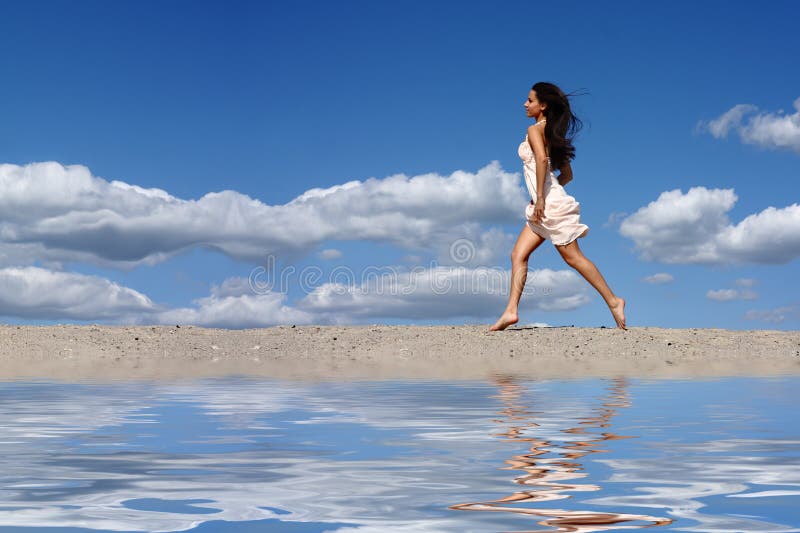 Girl running on the beach