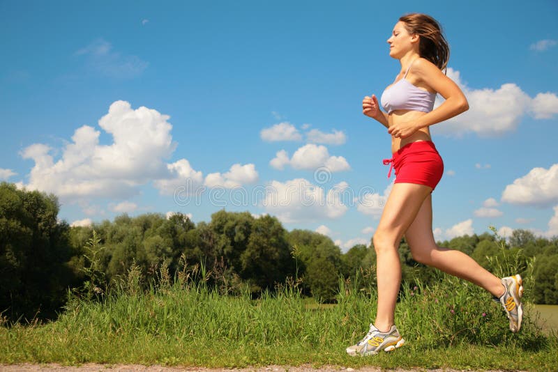 Girl running forest stock photo. Image of aspirations 6479518