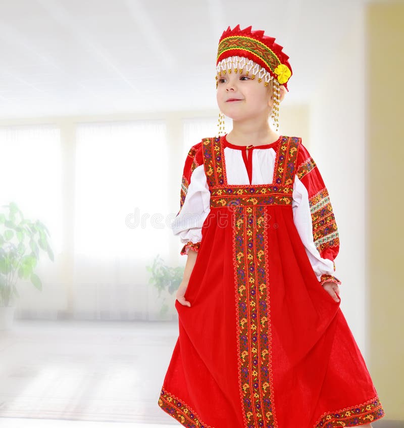 Girl in Russian National Costume. Stock Photo - Image of traditional ...