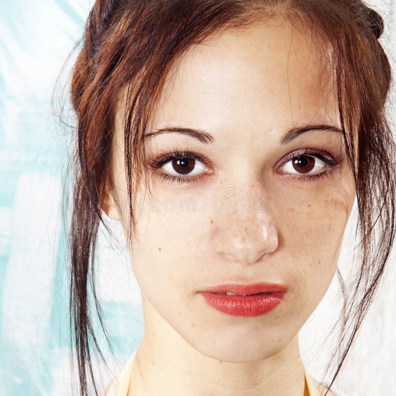 Girl s face with freckles