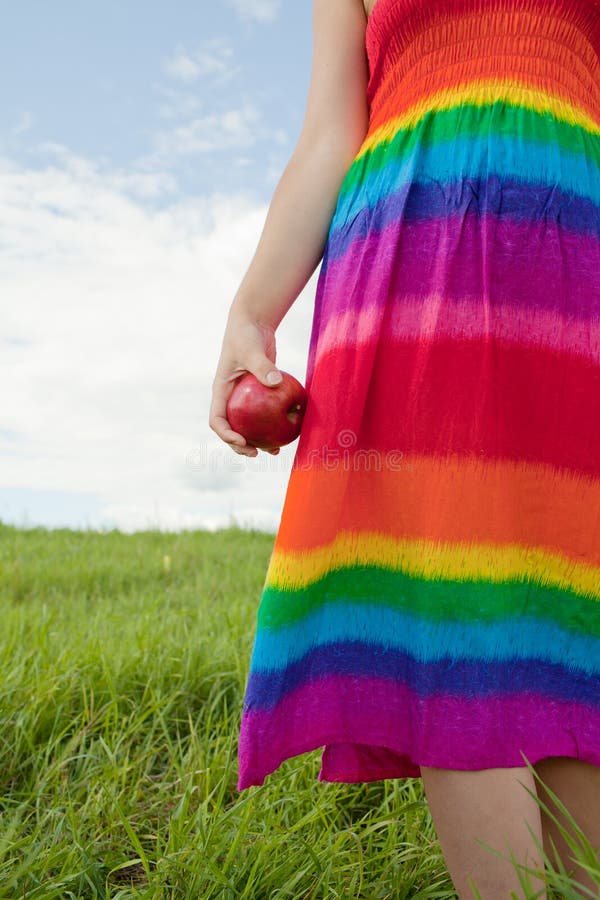 Girl's hand with apple royalty free stock images
