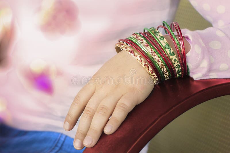 Girl s hand with bracelets stock photo. Image of beauty 56114900