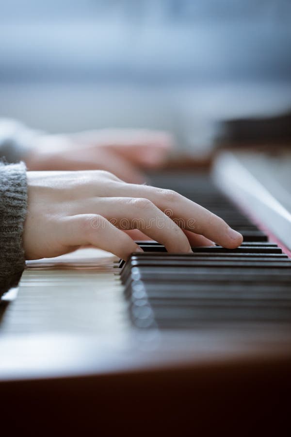 Girl`s Hands Playing on Piano Stock Image - Image of chord, music: 164123745