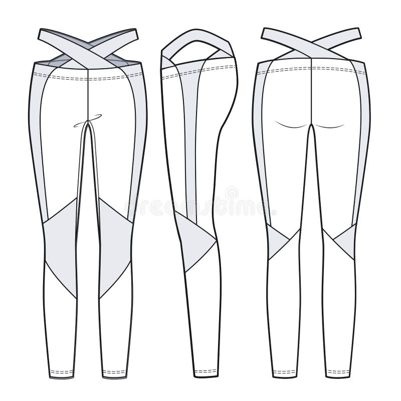 Girl S Leggings Pants Fashion Flat Sketch Template. Women S Cutout