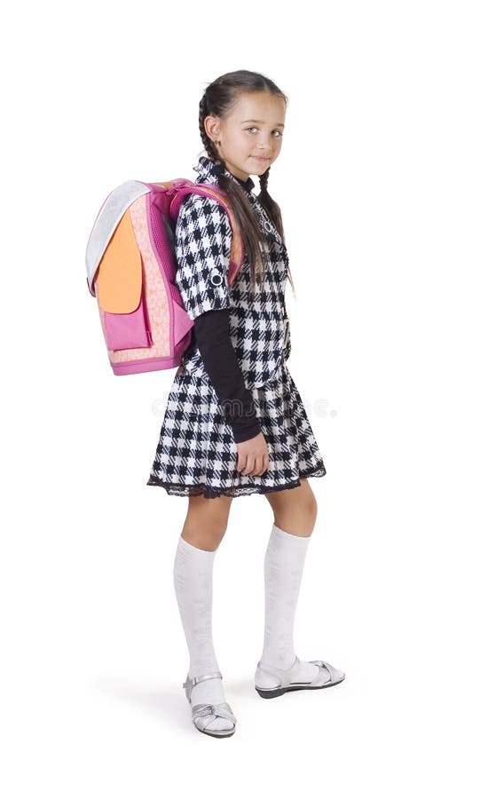 The girl with a school bag