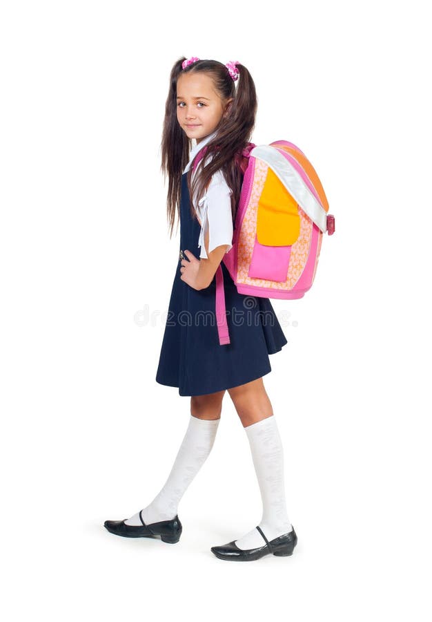 The girl with a school bag