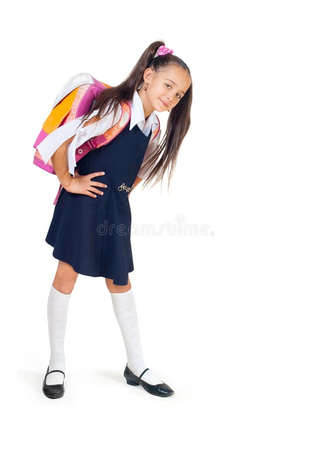 The girl with a school bag