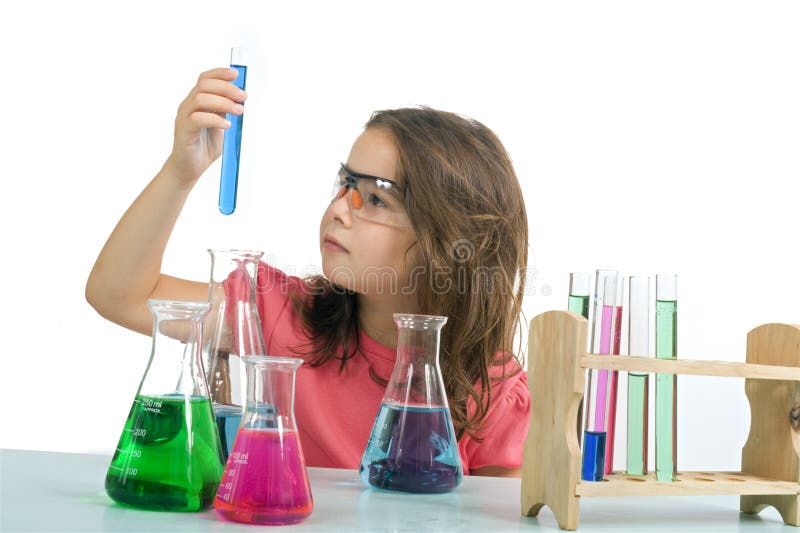 Joven investigación tubo en ciencia la clase.