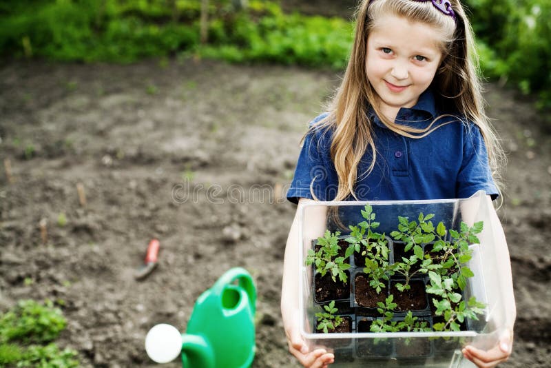 Girl with seedlings