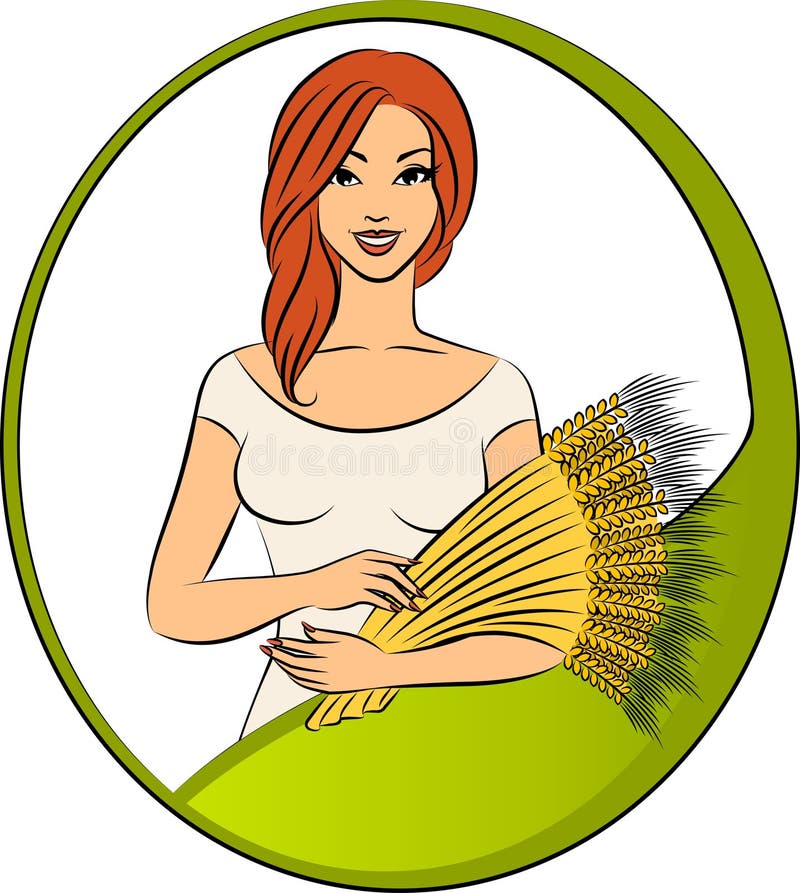 girl with sheaf of wheat.