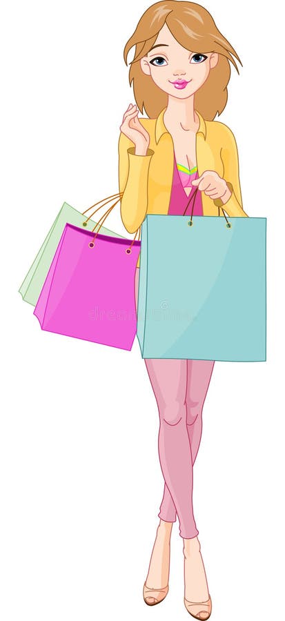 Shopping vector woman stock vector. Illustration of people - 1760615