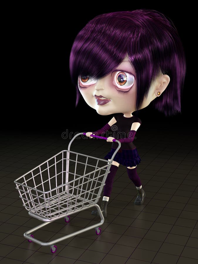 Girl with shopping cart.