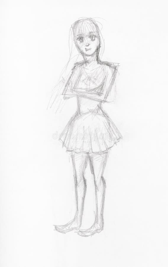 Sketch Girl Short Dress Stock Illustrations 542 Sketch Girl