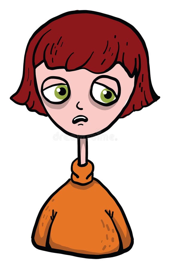 Girl with Short Hair, Illustration, Vector Stock Vector Illustration