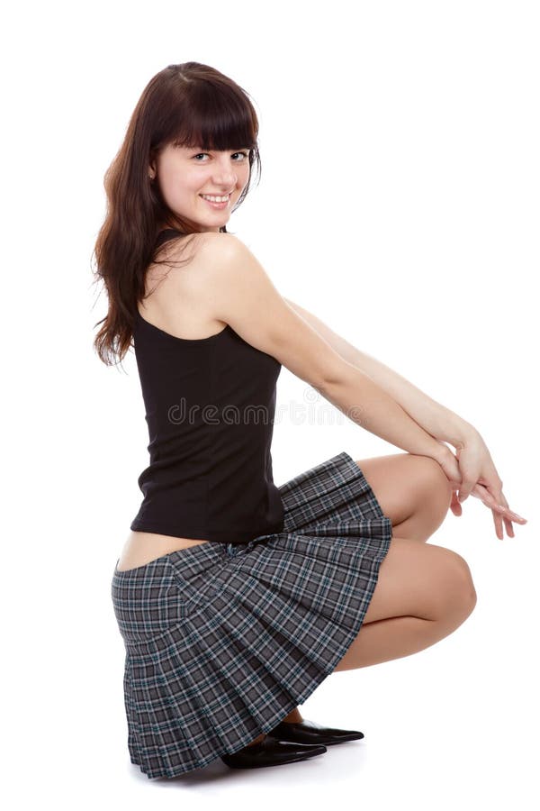 Girl in short skirt stock photo. Image of short, checked 16481506