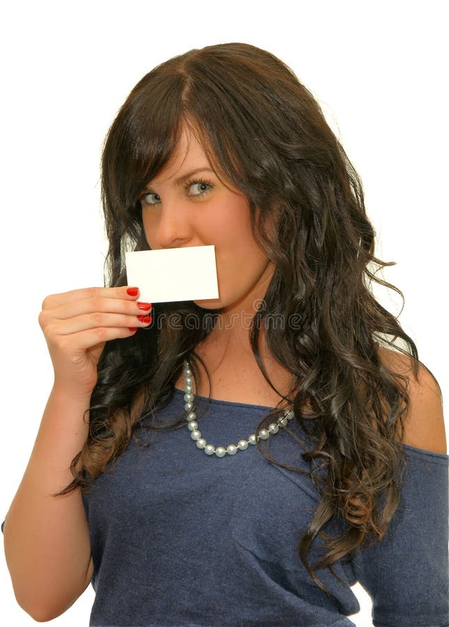 Girl showing business card