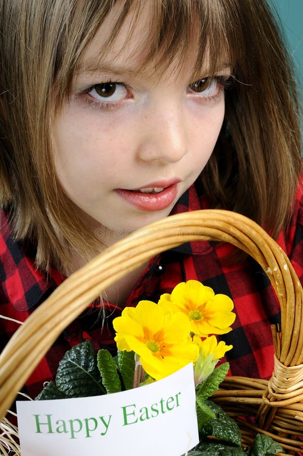 Girl showing happy easter message