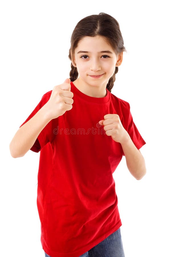 Girl showing his fist stock photo. Image of people, boxer - 35824828