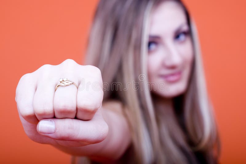 Beautiful Girl Wearing an Engagement Ring Stock Photo Image of female