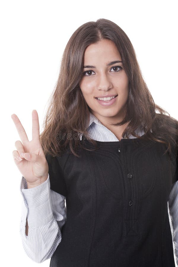 Girl showing victory sign