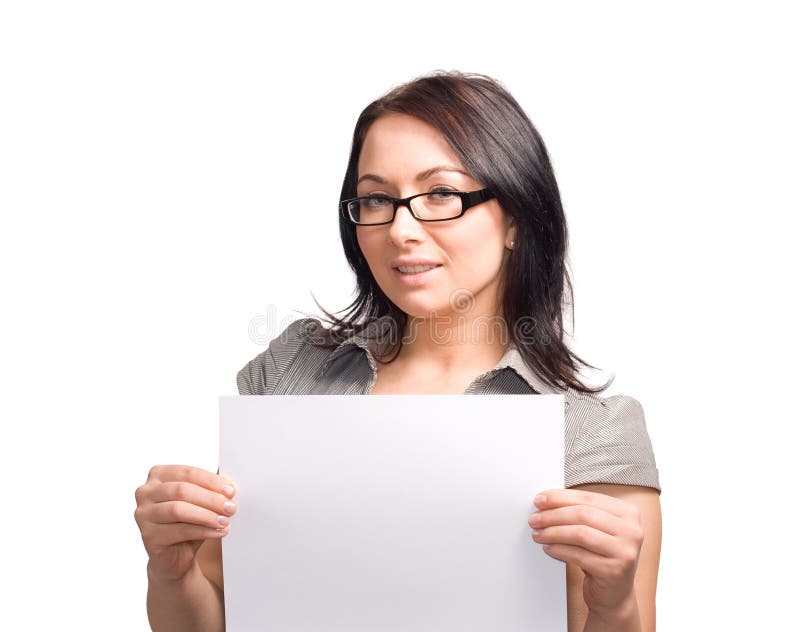 Girl with sign stock image. Image of publicity, announcement 12048377