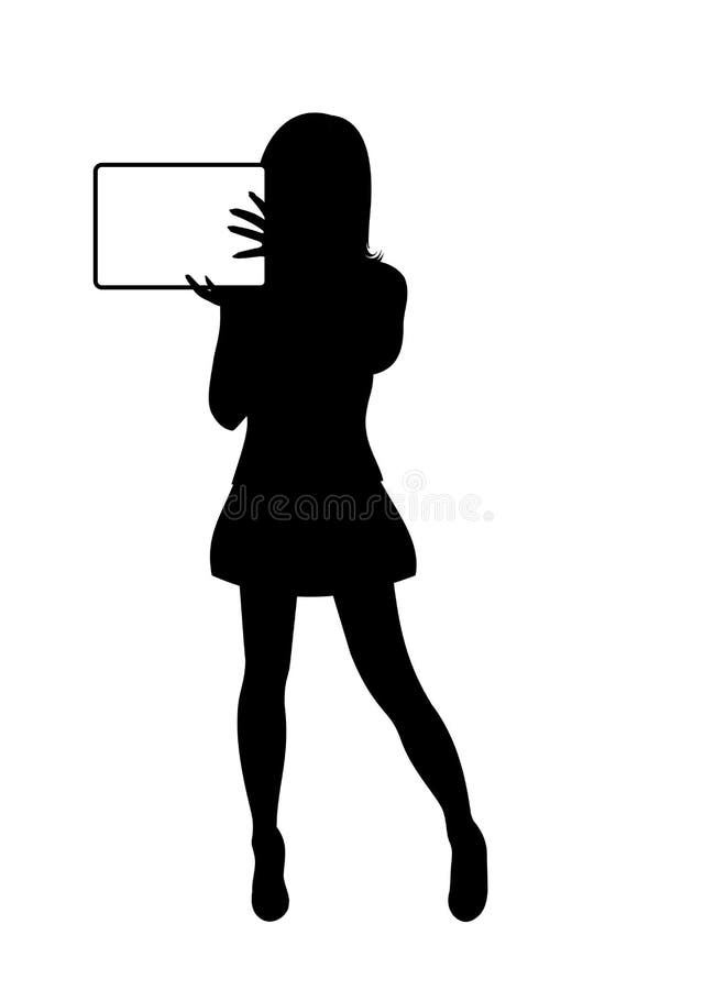 Girl silhouette with banner isolated