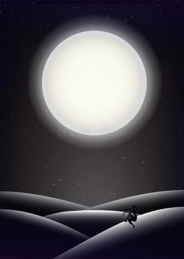 Midnight Full Moon Wallpaper Stock Vector - Illustration of girl,  celestial: 137675162