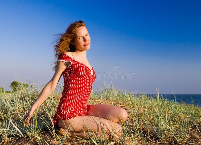 Girl sitting stock photo
