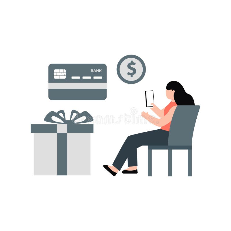 The girl is sitting on the chair stock illustration
